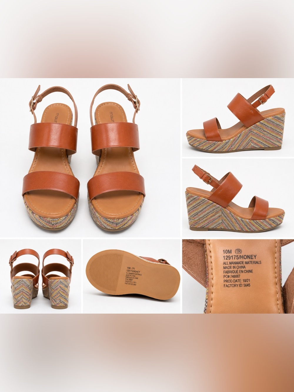 NWOT Maurices Brown Platform Sandals with Adjustable Ankle Strap